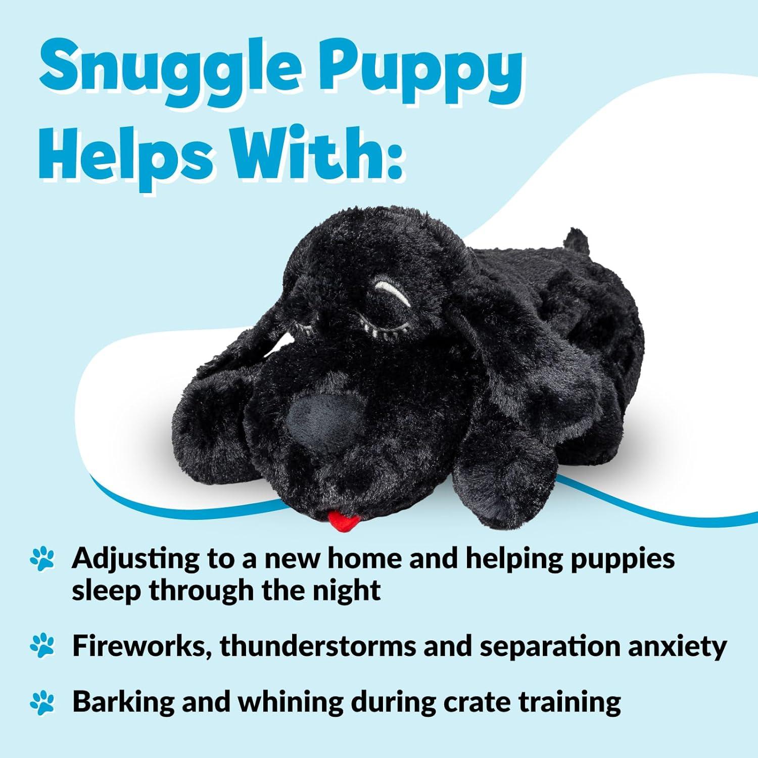 Black Plush Dog Toy with Heartbeat and Heat Pack
