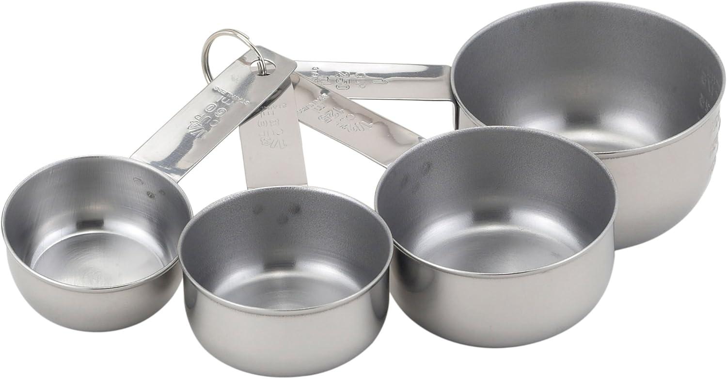 4 Piece Stainless Measuring Cup Set With Storage Ring Silver