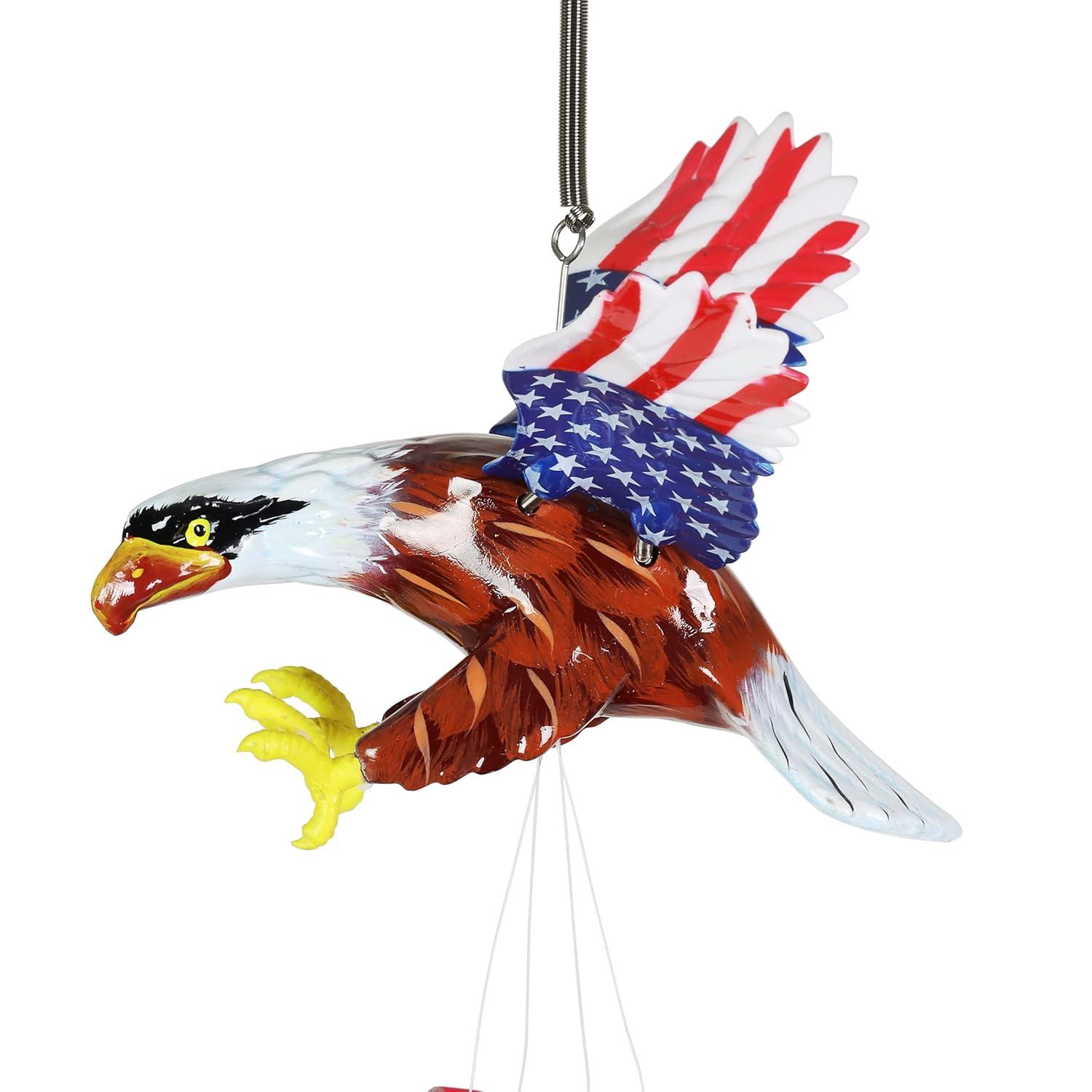 Exhart Exhart WindyWing Patriotic Eagle Wind Chime with American Flag Wings, 8 by 18 Inches