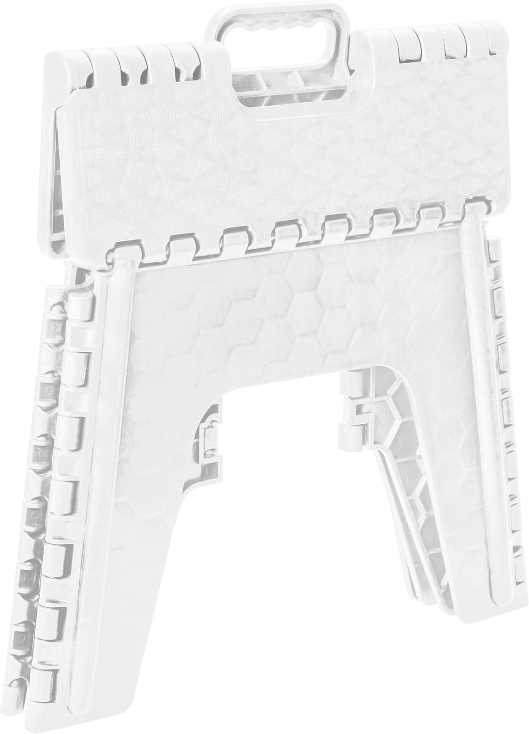Simplify 12" Plastic Folding Single Step Stool in White