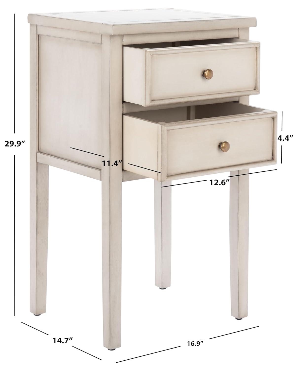 Toby Accent Table With Storage Drawers - AMH6625D - White Birch - Safavieh Couture