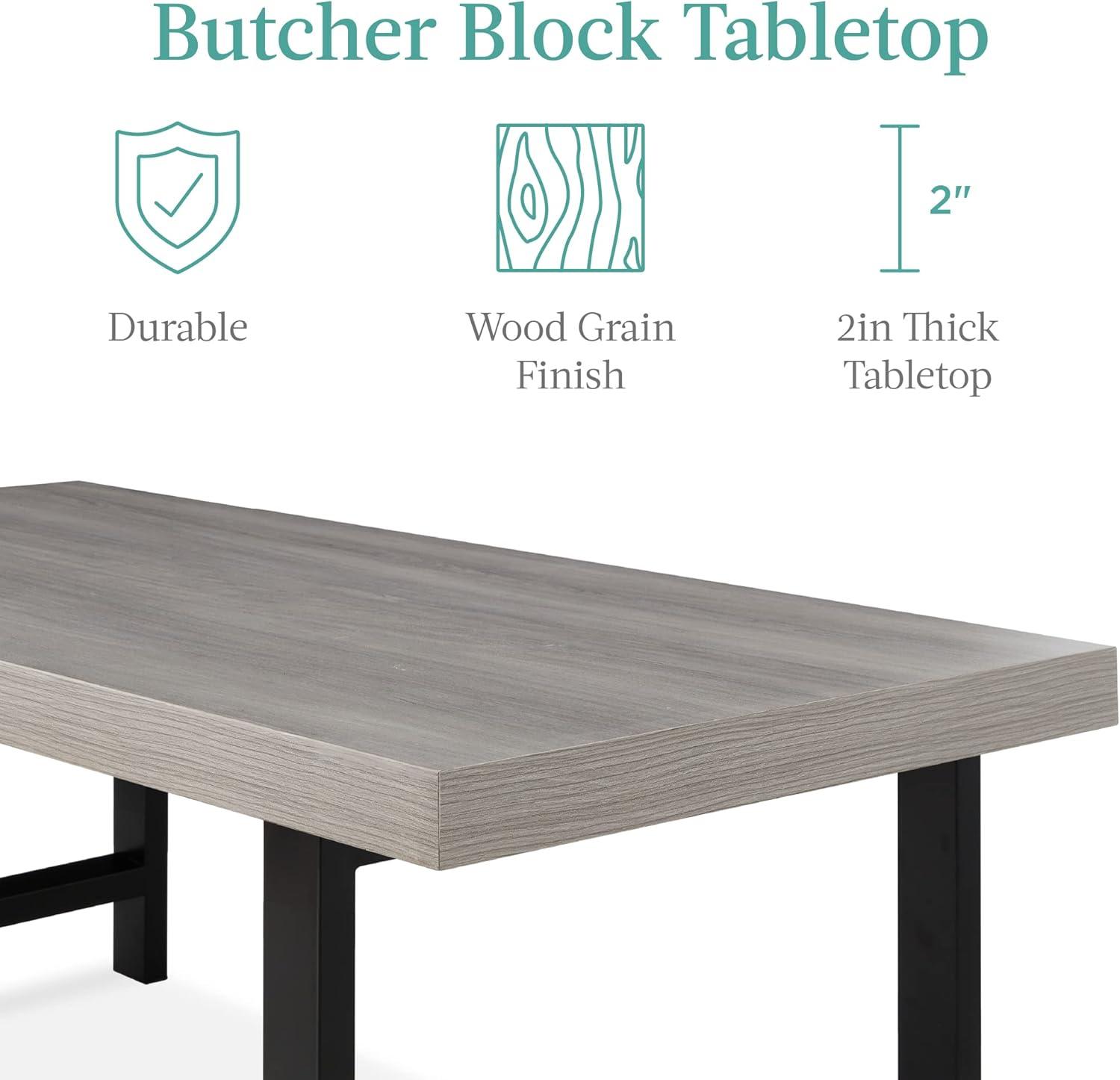 Best Choice Products 44in Modern Butcher Block Top Coffee Table, Rectangular Wood Accent Table w/ Metal Legs