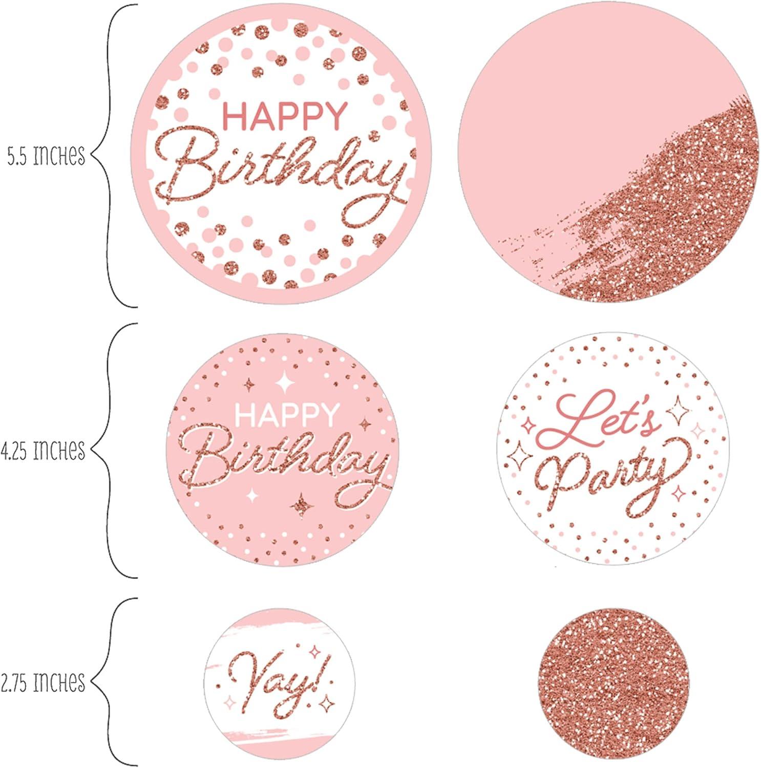 Big Dot of Happiness Pink Rose Gold Birthday - Happy Birthday Party Giant Circle Confetti - Party Decorations - Large Confetti 27 Count
