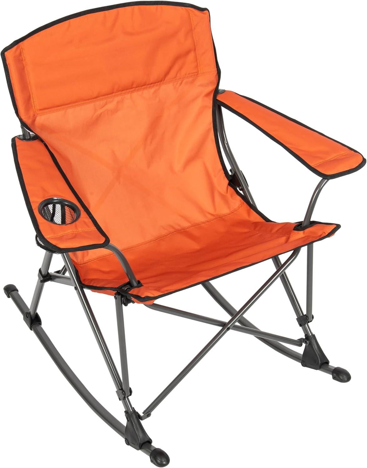 Orange PVC-Coated Folding Rocking Chair with Arms