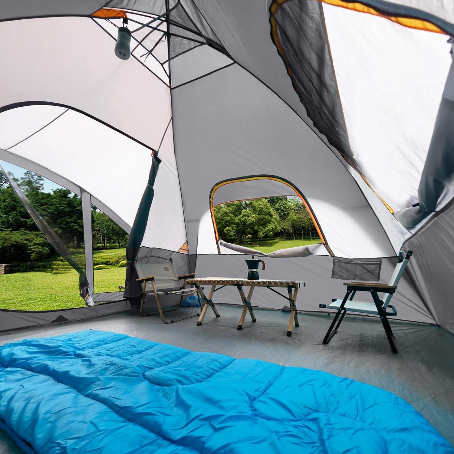 UNP Camping Tent with Screen Room, Portable 6 Person Camping Tent with Screen Porch, Family Dome Tent for Camping Outdoor - 14'x11'x72''(H)