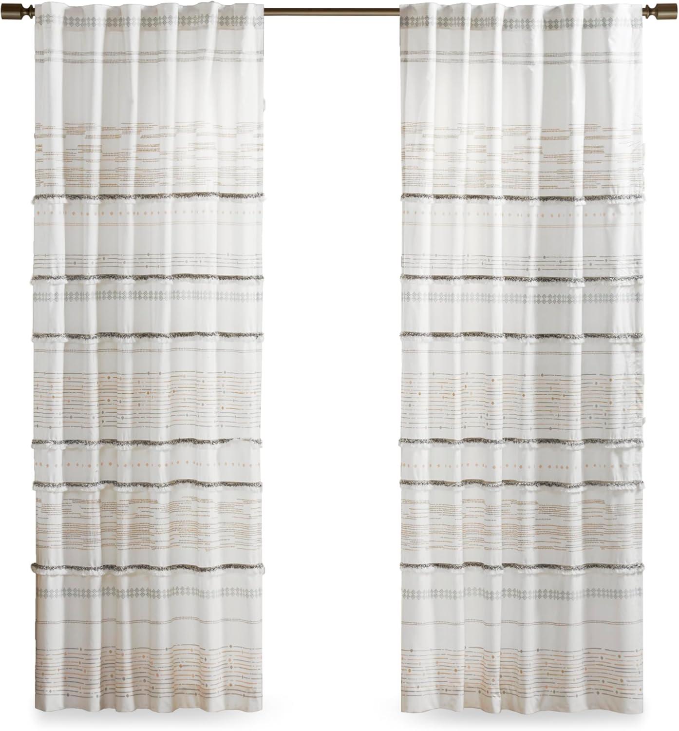 INK+IVY Nea 100% Cotton Printed Single Curtain Panel with Tassel Trim and Lining