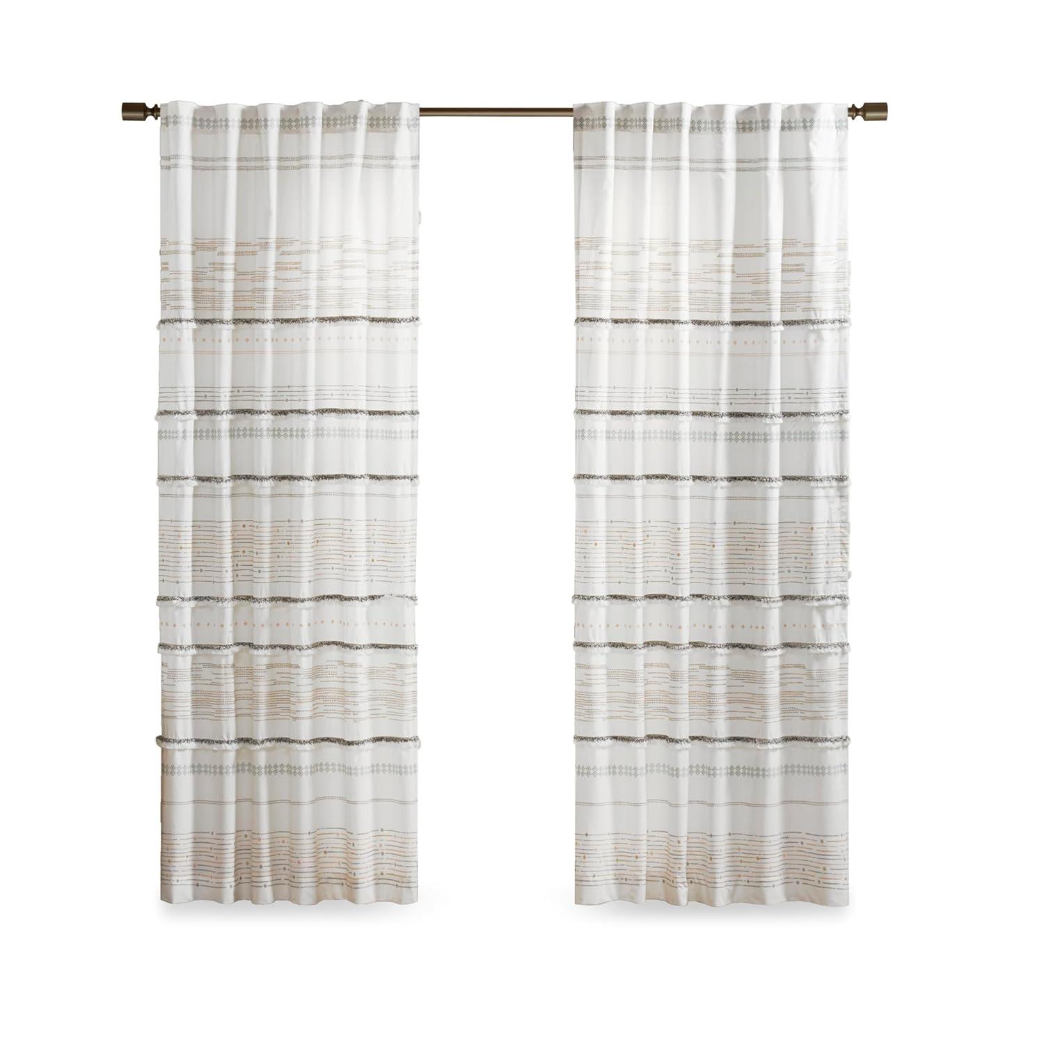 INK+IVY Nea 100% Cotton Printed Single Curtain Panel with Tassel Trim and Lining