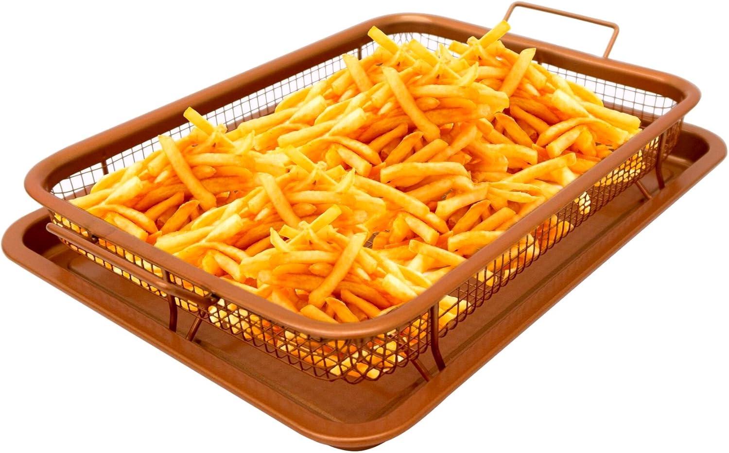 Gotham Steel Large Nonstick Air Fryer Tray for Oven with Recipe Book - 13.4" x 11.4"