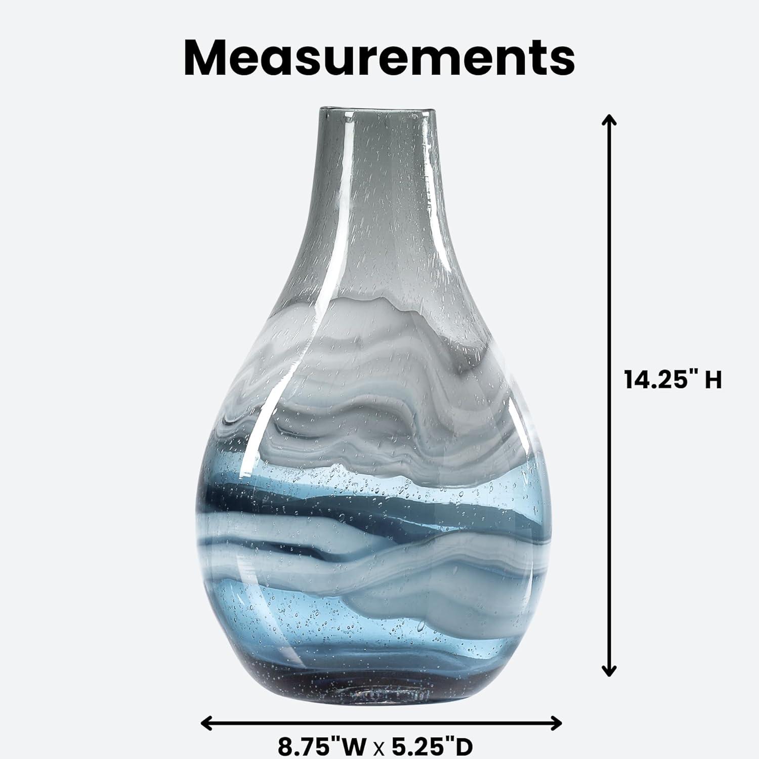 Torre & Tagus Andrea Swirl Glass Tall Bulb Vase - Blue, 14.25"