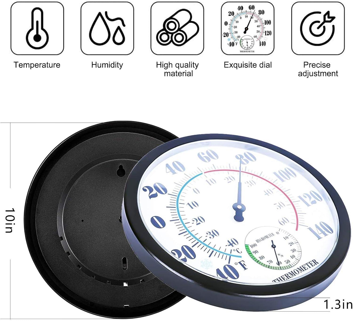 Uanit Indoor Outdoor Thermometer Large Numbers Wall Thermometer Hygrometer Waterproof Does not Require Battery Wireless Hanging Hygrometer Garden Decoration