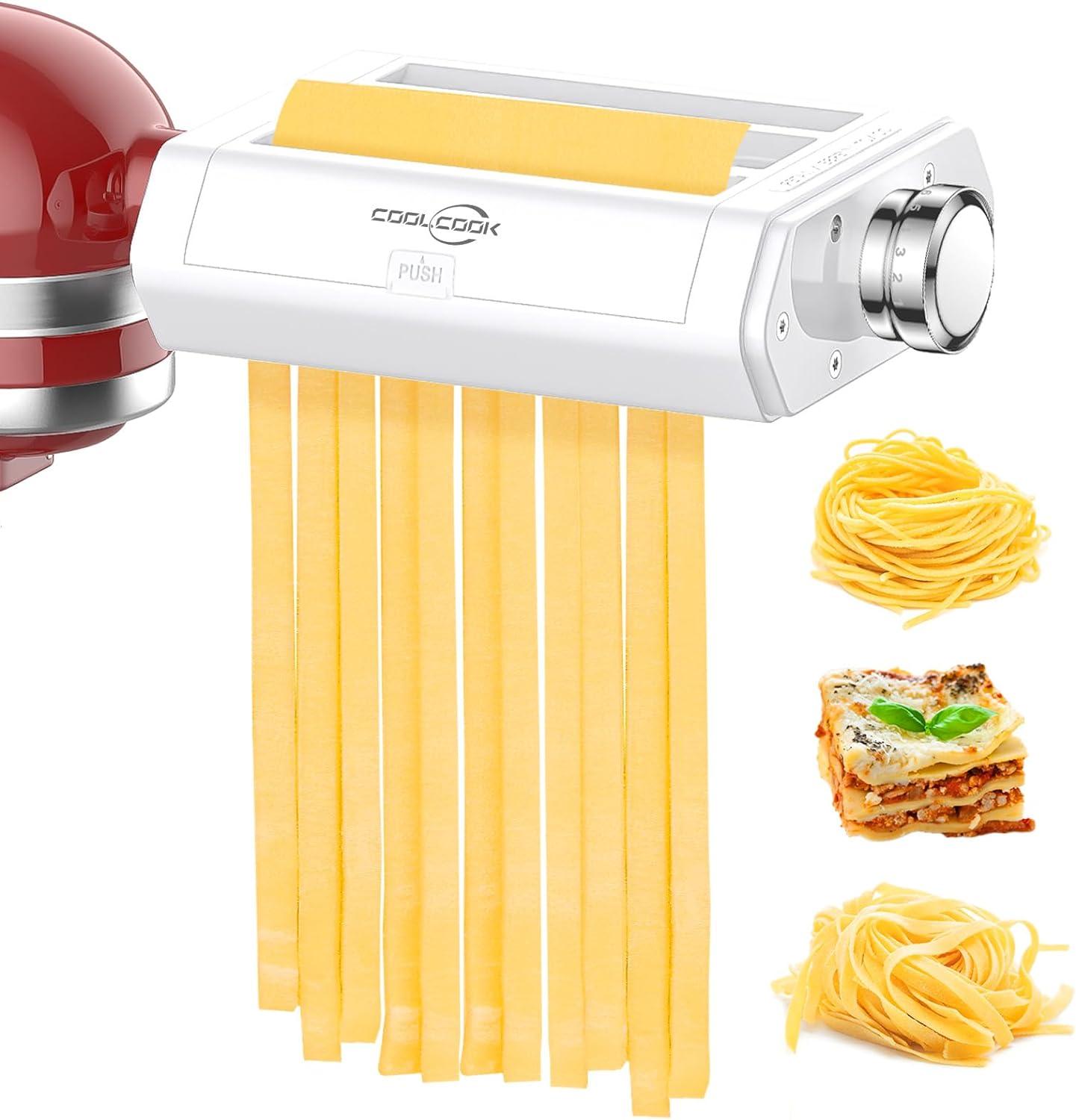 Pasta Maker Accessories Mixers 3 in 1 Set for KitchenAid Stand Mixer Attachments Include Pasta Roller, Spaghetti,Fettuccine Cutter, 8 Adjustable Thickness Settings，Pasta Maker Attachment