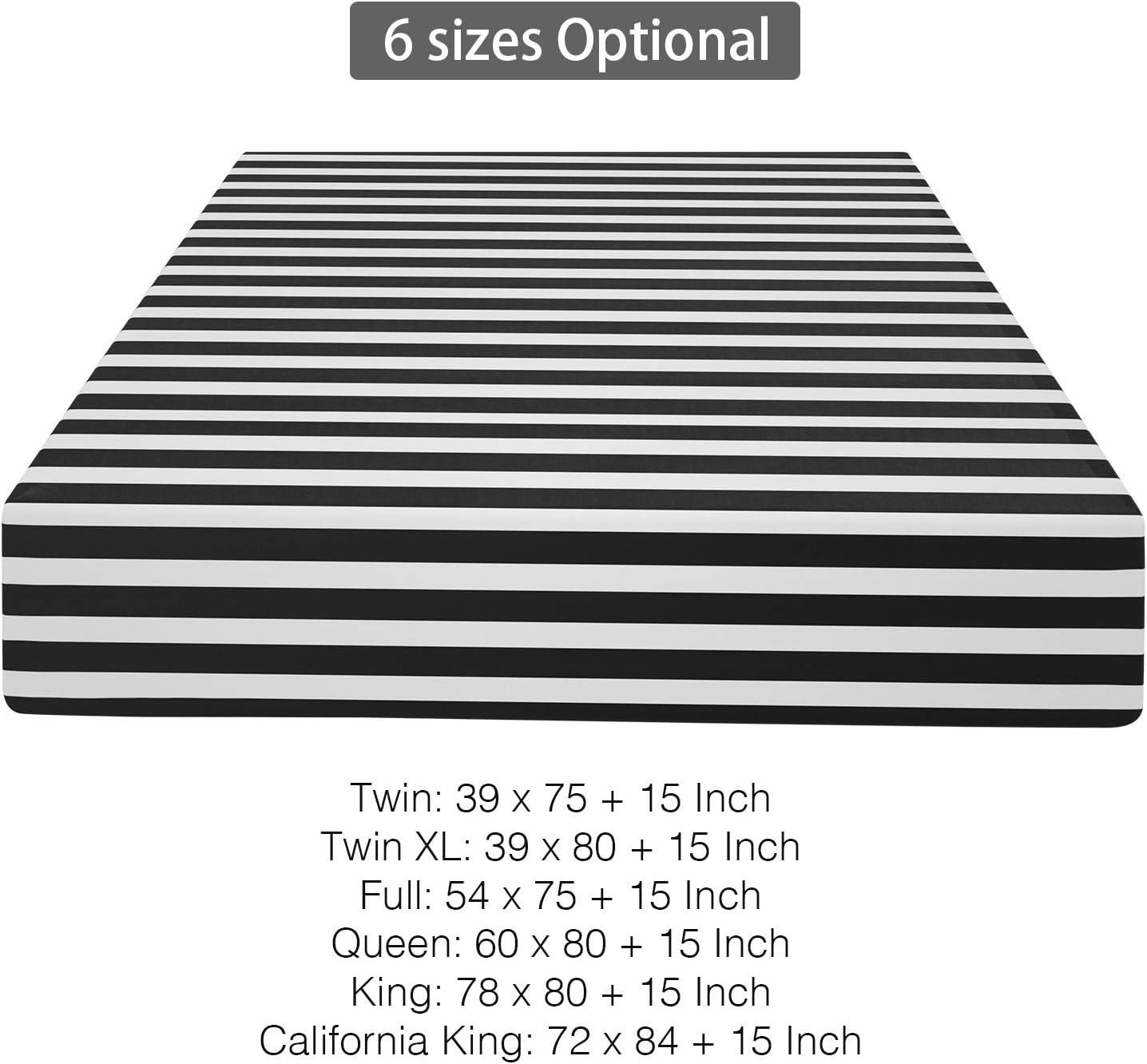 Black and White Striped Microfiber Full Fitted Sheet with Deep Pocket