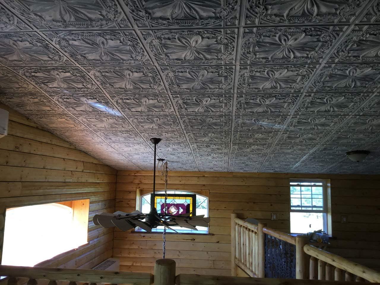 FromPlainToBeautifulInHours Milan 24'' L x 24'' W Textured PVC Drop-In & Glue Up Ceiling Tile Ceiling Tile (Set of 25)