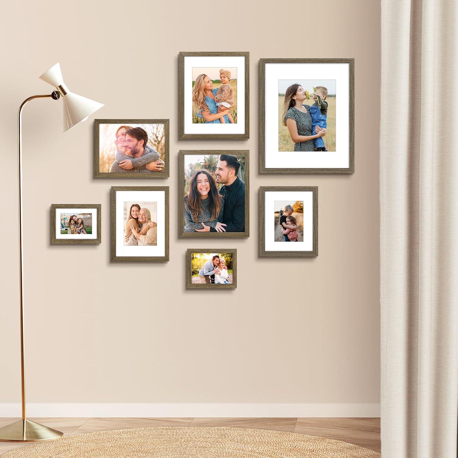 Brown 8x10 Classic Wall Picture Frames Set of 6