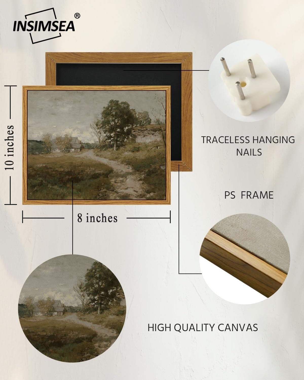 Vintage Landscape Canvas Print with Natural Wood Frame, 8x10