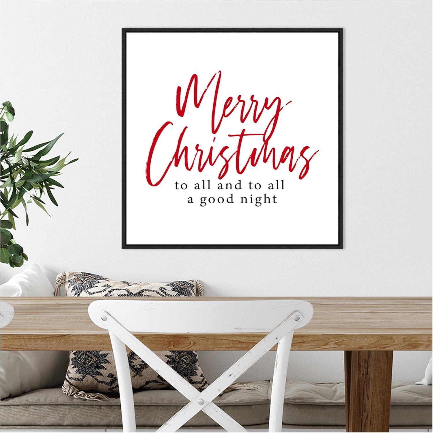 22" x 22" Merry Christmas to All Script Framed Wall Canvas - Amanti Art: Holiday Decor, Seasonal Typography