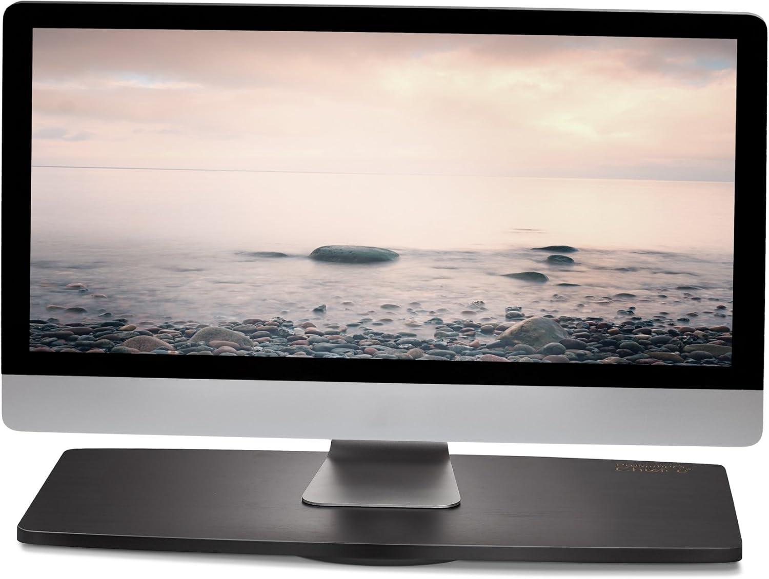 Prosumers Choice | Natural Bamboo TV Swivel Center Stand for TV, 21-Inch Base, Black 360Â° Rotation