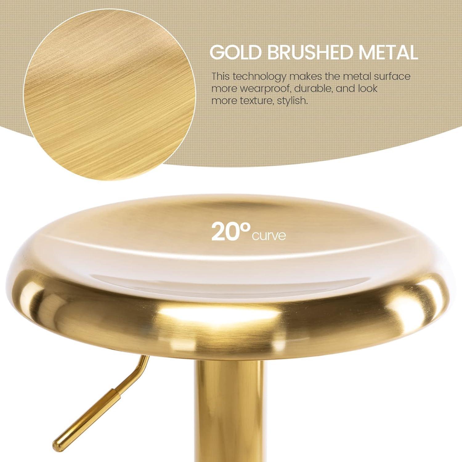 Gold Adjustable Swivel Backless Metal Bar Stool