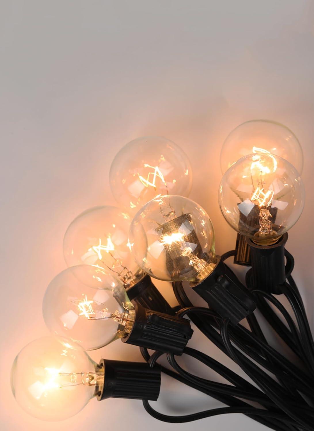 KY G40 Replacement LED Light Bulbs, 25 Pack Clear Globe Bulb fits E12 C7 Candelabra Screw Base Sockets, 1.5 Inch Dimmable Edison Light Bulbs for Indoor Outdoor Patio Decor, Warm White