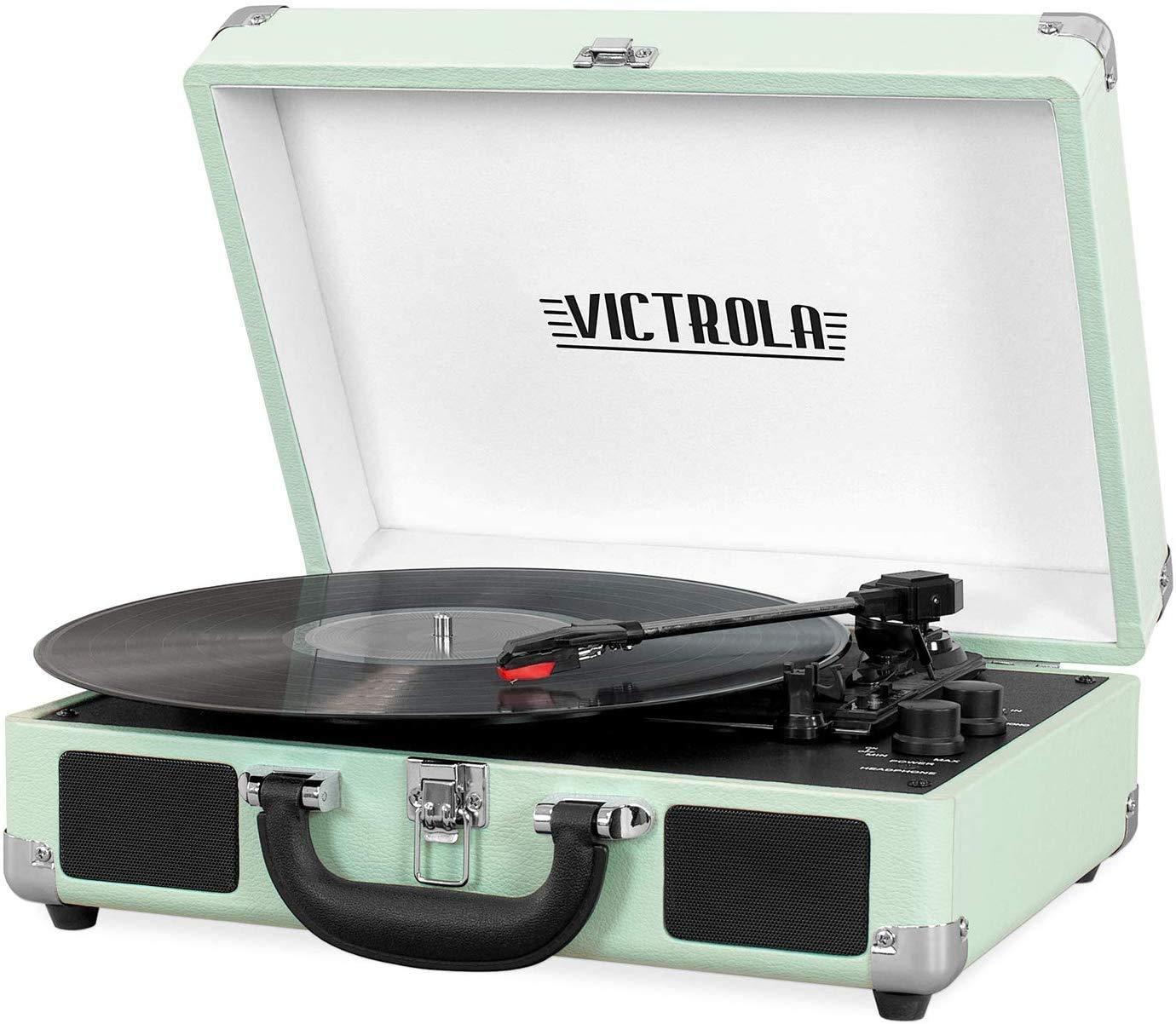 Victrola Journey 3-Speed Bluetooth Suitcase Record Player - Mint: Belt Drive Turntable