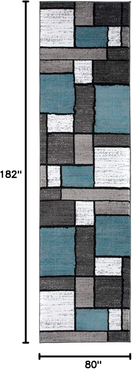 World Rug Gallery Contemporary Modern Boxed Color Block Area Rug