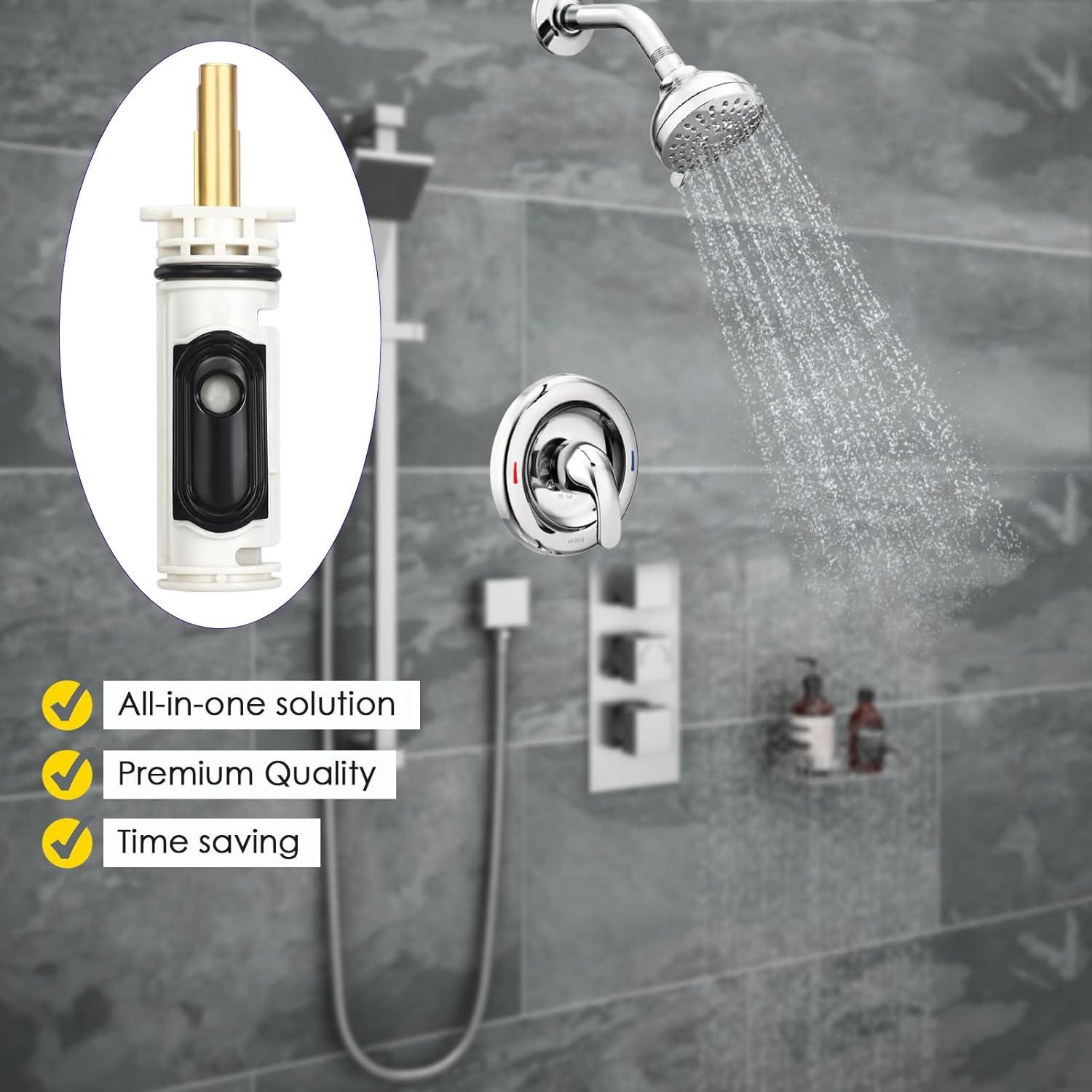 1222 Replacement Cartridge with Moen 104421 Cartridge Puller Removal Tool Retainer Clip Compatible with Moen One-Hanlde Posi Temp 1222B Shower Bathtub Faucet (1222 cartridge +104421 cartridge puller)