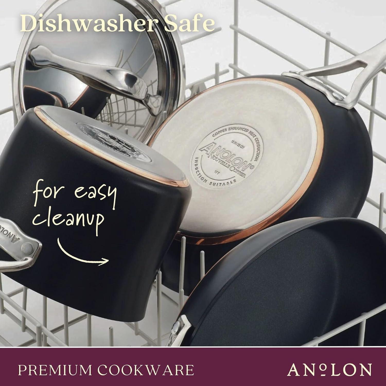 Black Onyx Aluminum Nonstick Fry Pan Set with Stainless Steel Handles