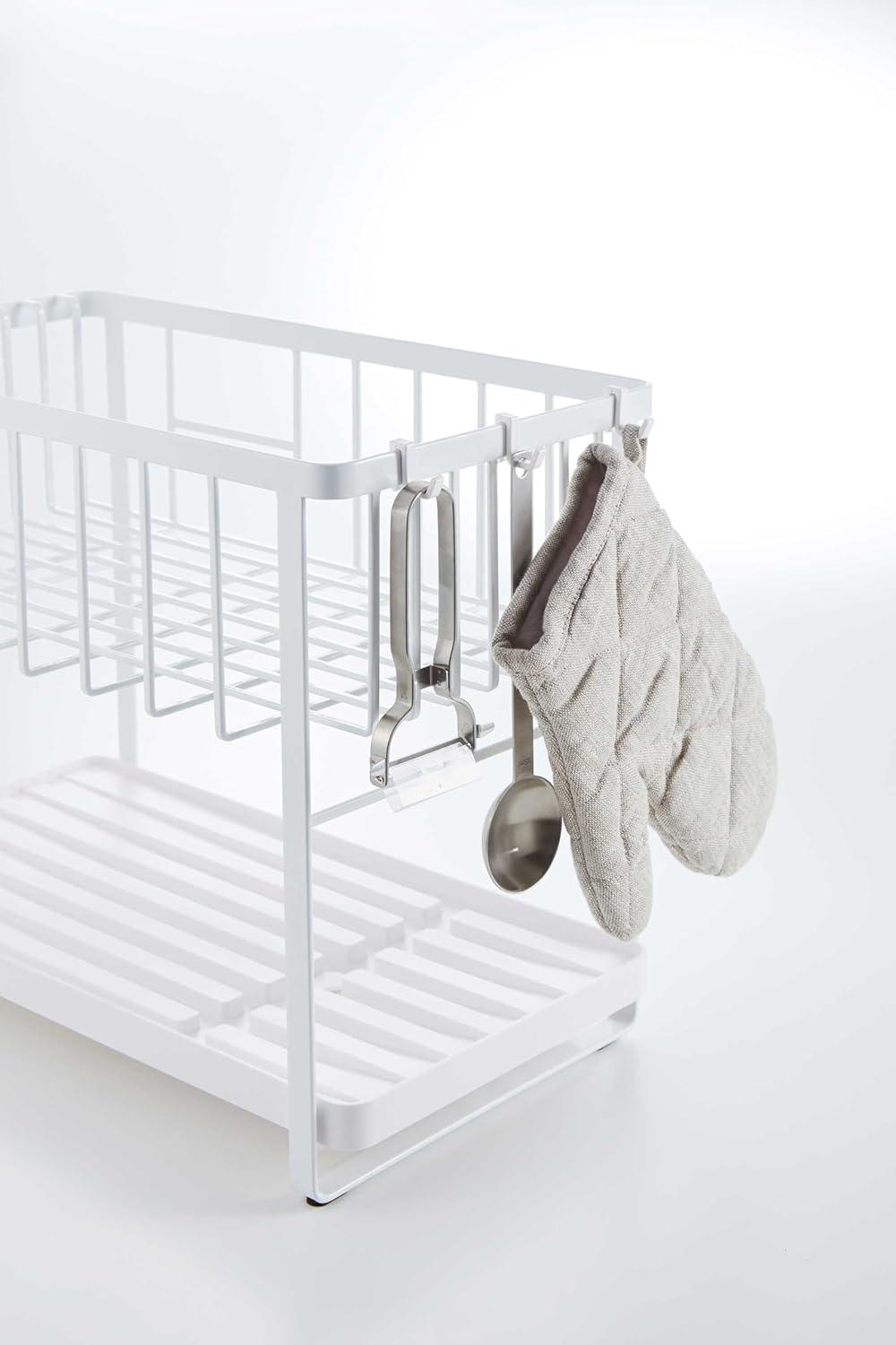 Tower Yamazaki Home Two-Tier Adjustable Dish Drainer Rack, Utensils Holder, Steel, Draining Spout