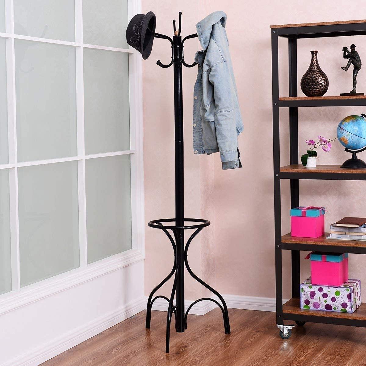 Spaco Vintage Metal Coat Hat Tree Stand Clothes Hanger, Free Standing Coat Tree, Coat Racks for Bedroom and Hallway