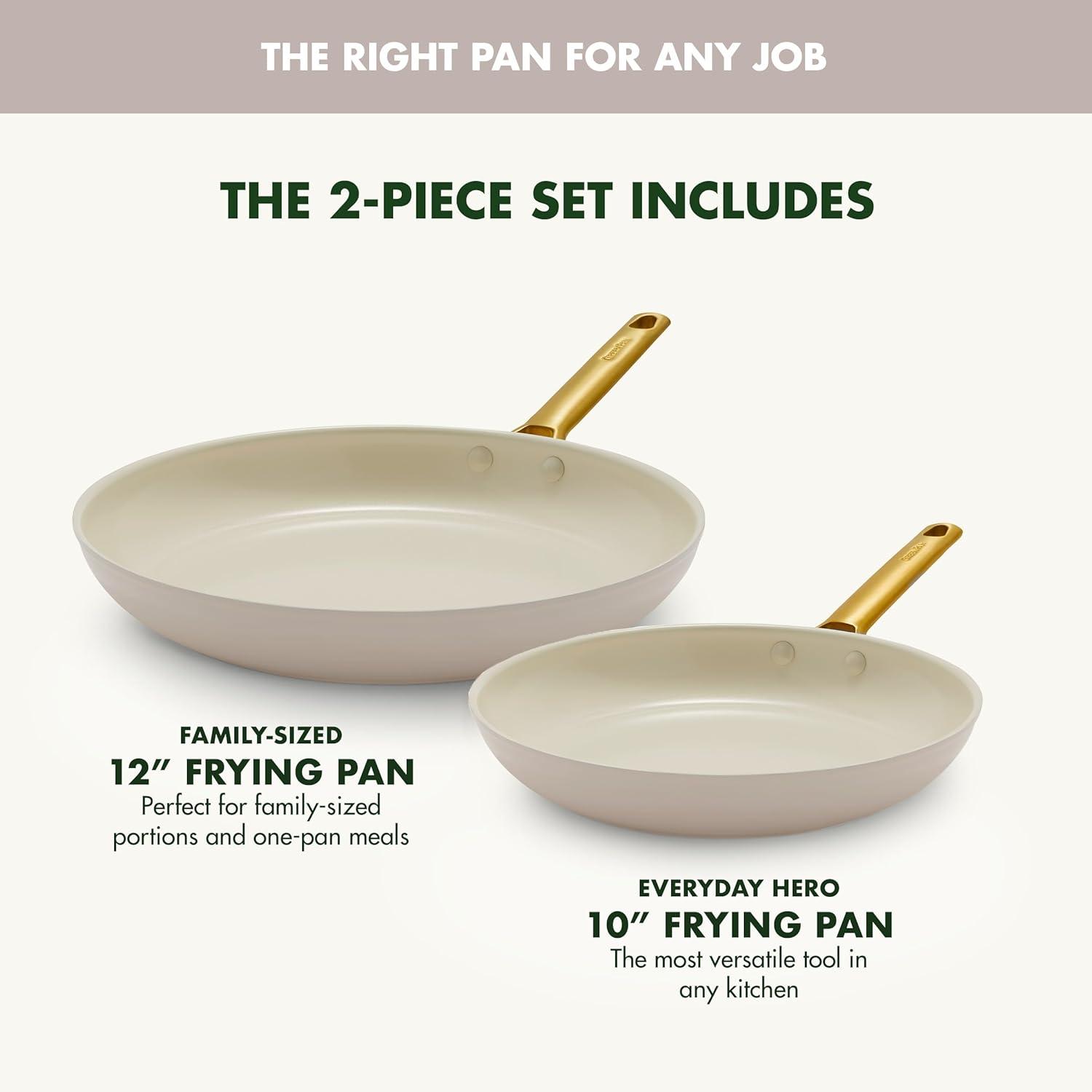 GreenPan ™ Reserve Taupe 2-Piece 10" and 12" Ceramic Non-Stick Fry Pan Set