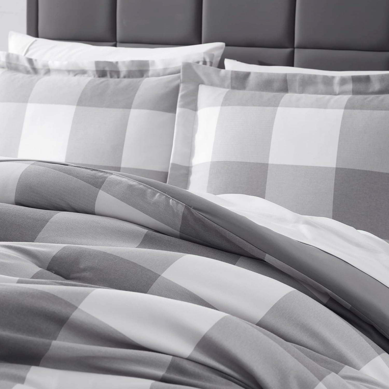 Sweet Home Collection Herringbone Weave Buffalo Check Bed in a Bag Comforter & Sheet Set
