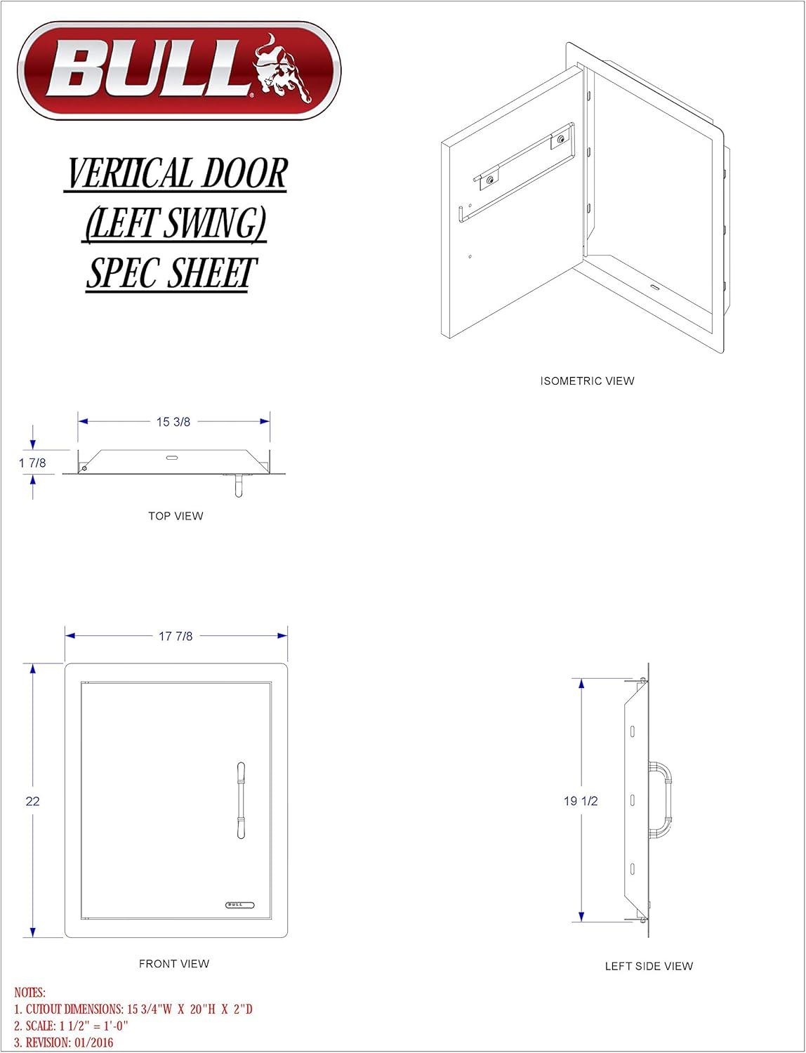 Silver Stainless Steel Left Swing Vertical Access Door