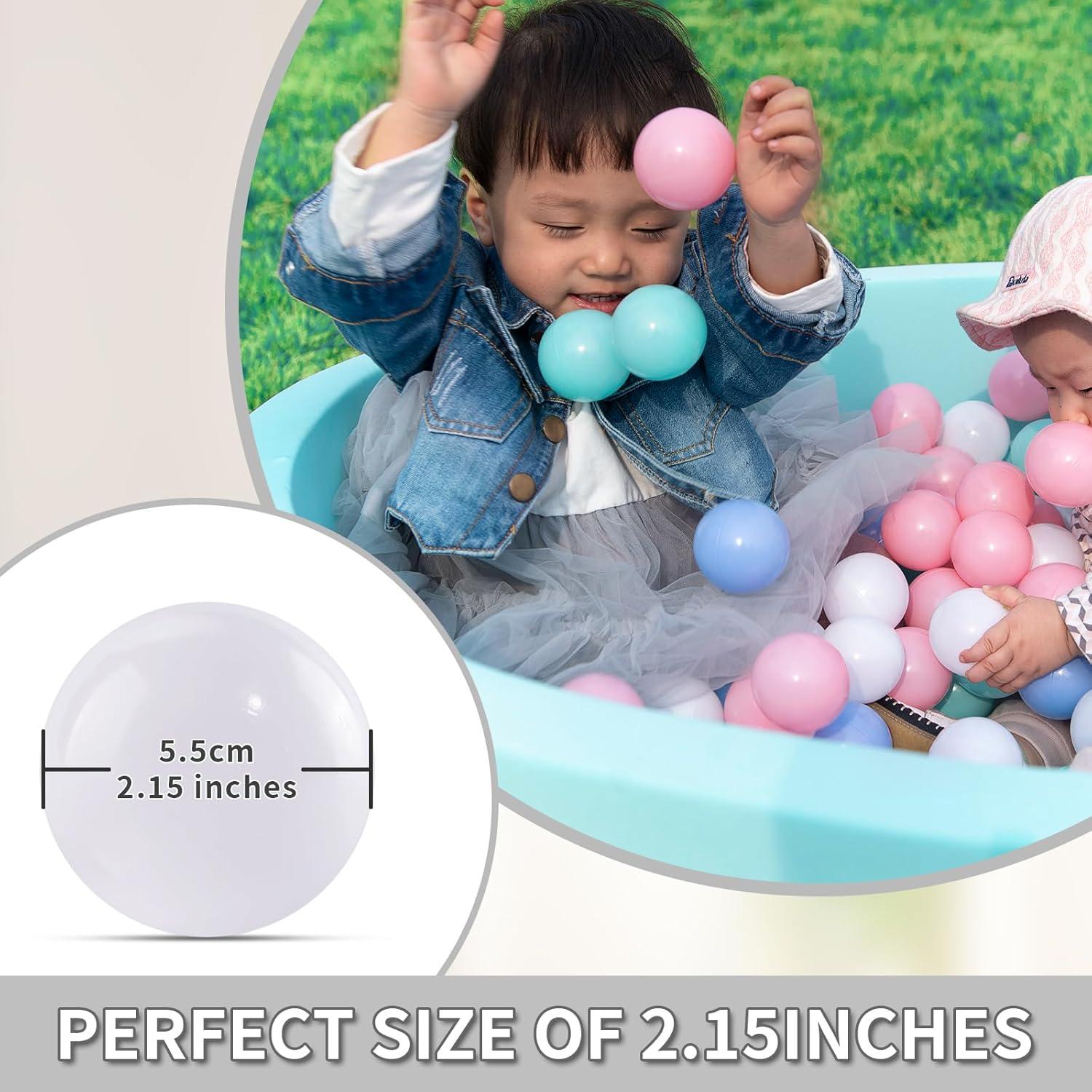 Anvazise 100Pcs Ball Pit Balls Thickened Eco-friendly Smooth Reusable Bite-resistant Hand-on Ability PE Material Macaron Color Pit Balls Kindergarten Toy