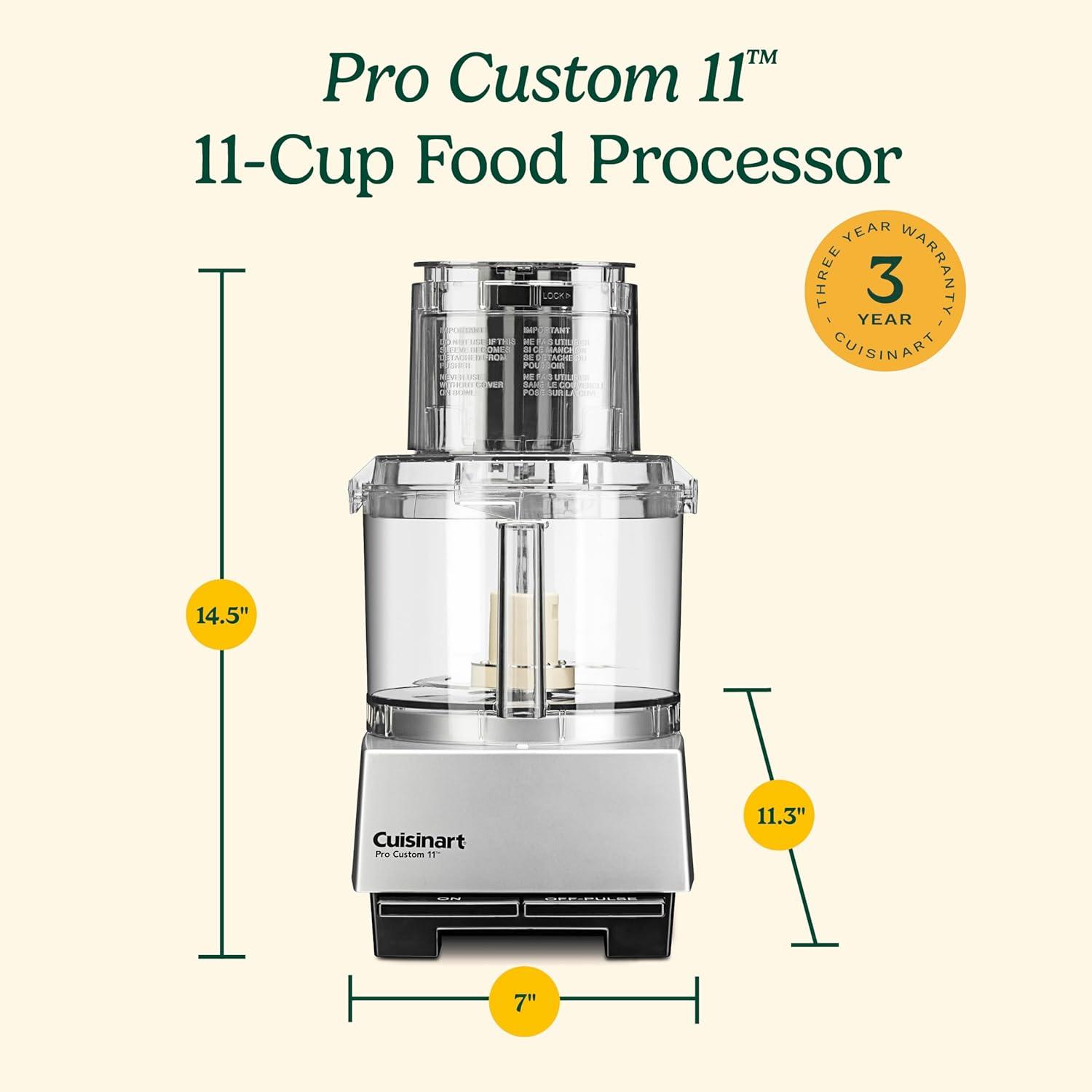 Restored Cuisinart DLC-8SBCYP1 Food Processor, Pro Custom 11 Cup, Brushed Chrome (Refurbished)