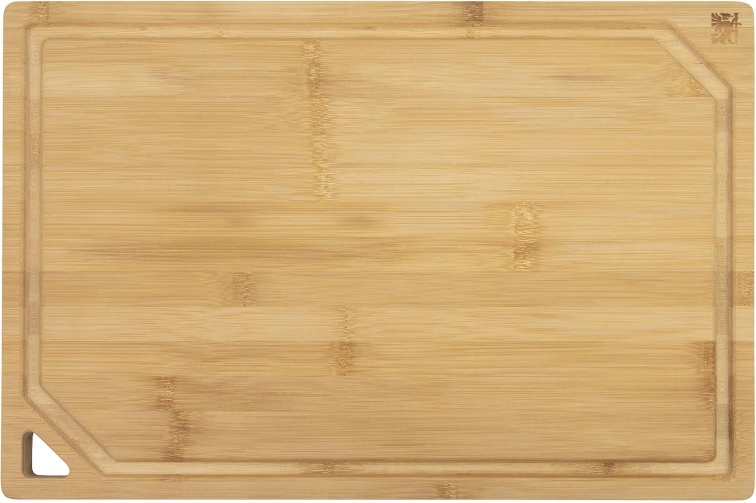 Sabatier Extra-Large Bamboo Cutting Board with Juice Trench & Handles, Reversible Kitchen Chopping Board for Meal Prep & Serving, Bread Board with Grooves for Charcuterie (12" x 18")