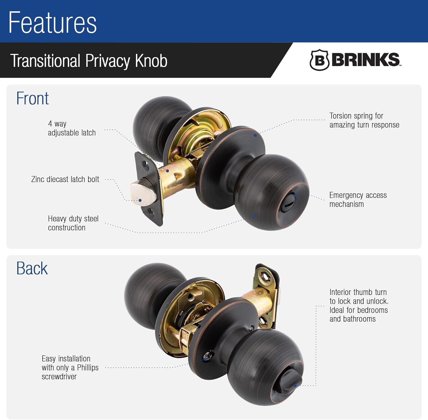Brinks Raleigh Series Privacy Transitional Ball Knob