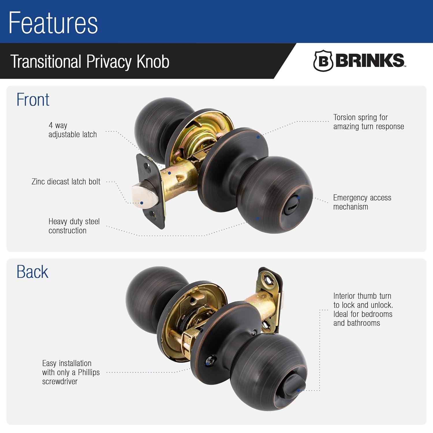 Brinks Raleigh Series Privacy Transitional Ball Knob