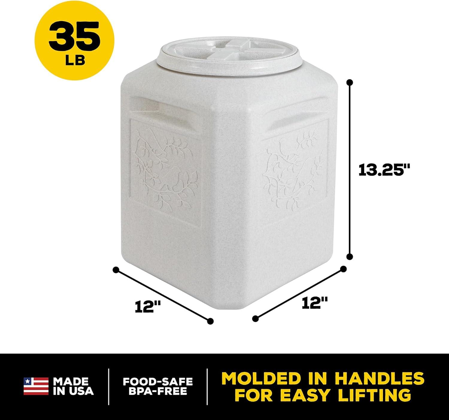 Gamma2 Vittles Vault Bird Seed Dry Pet Food Storage Container for Birds, Gray, Up To 35 Pound Capacity