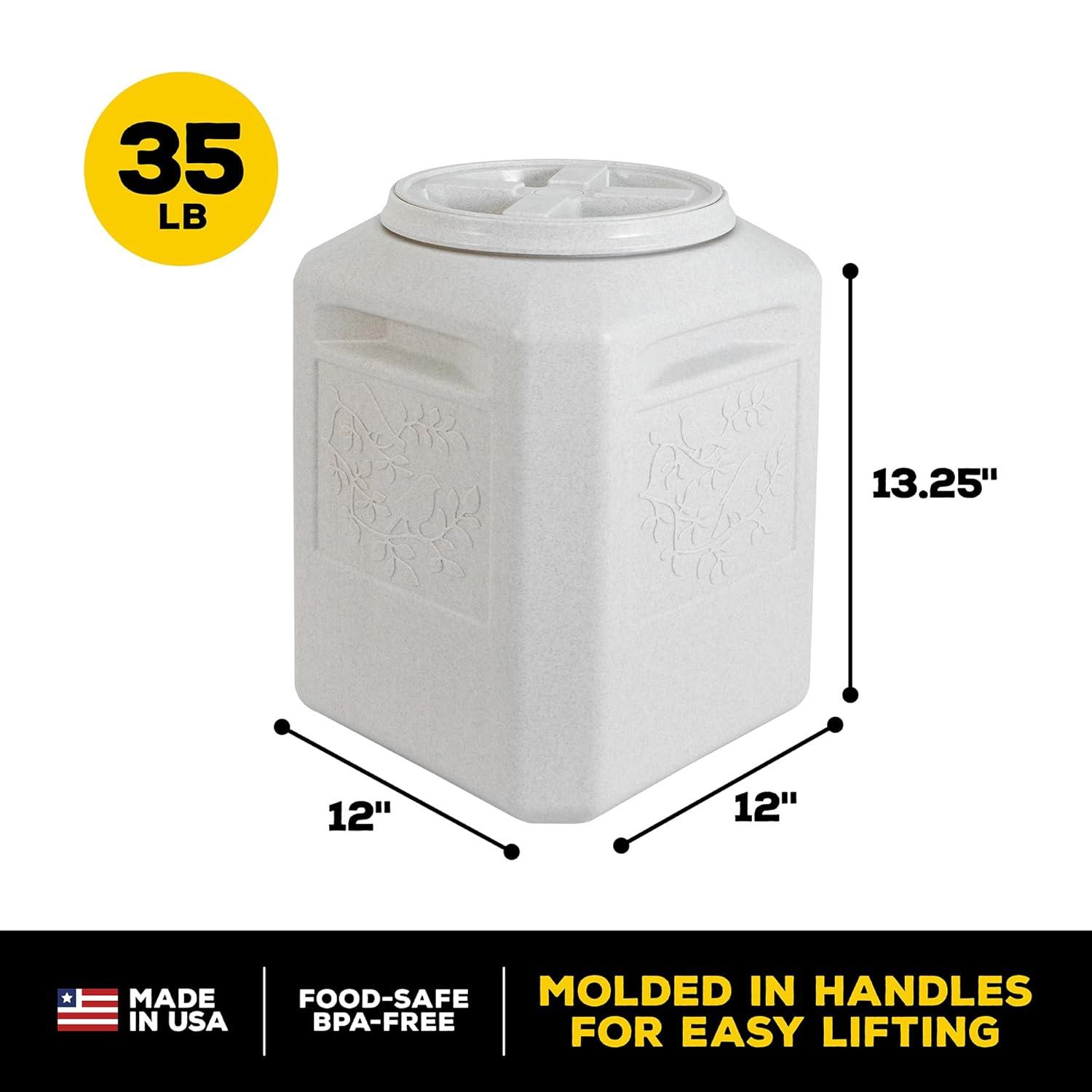 Gamma2 Vittles Vault Bird Seed Dry Pet Food Storage Container for Birds, Gray, Up To 35 Pound Capacity