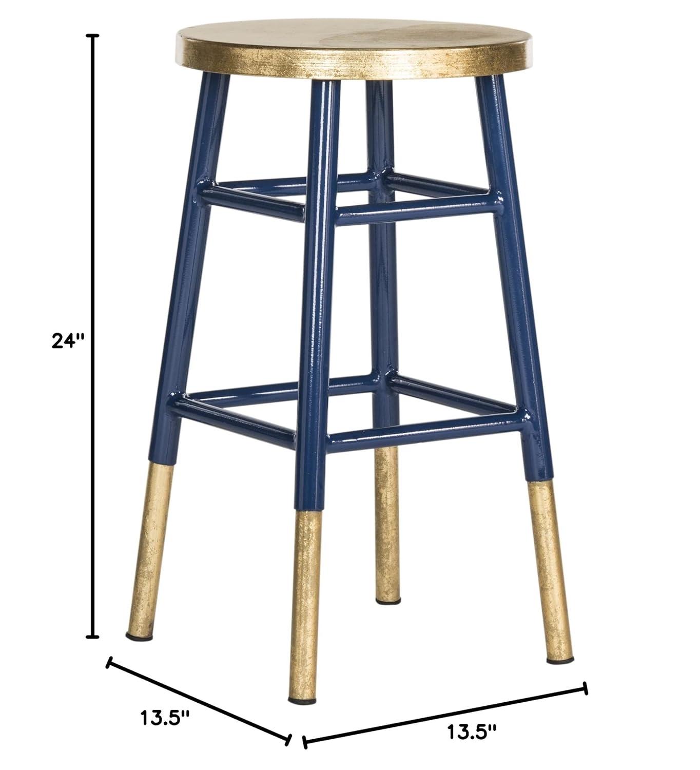 Emery Dipped Gold Leaf Counter Stool - FOX3231 - Navy/Gold - Safavieh Couture