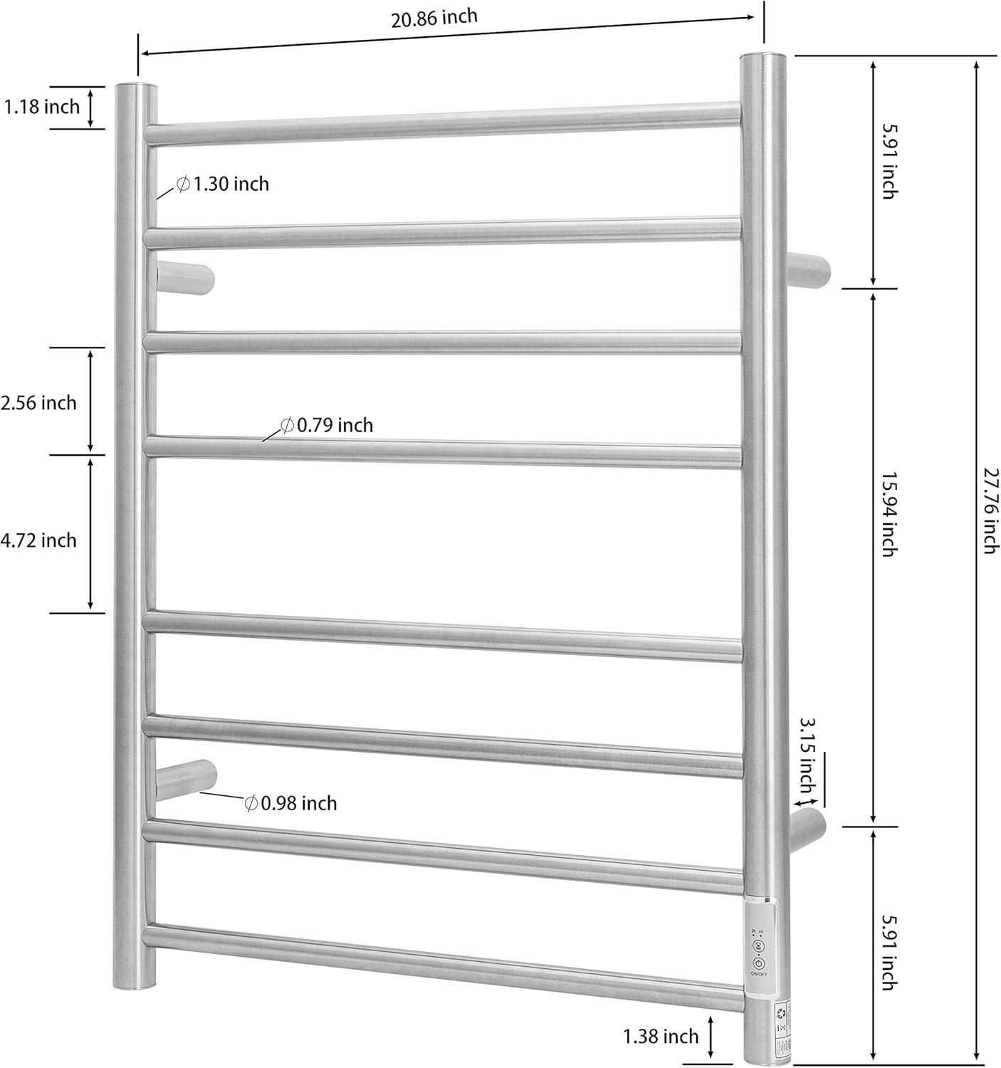 Brushed Nickel Wall Mounted Stainless Steel Electric Towel Warmer