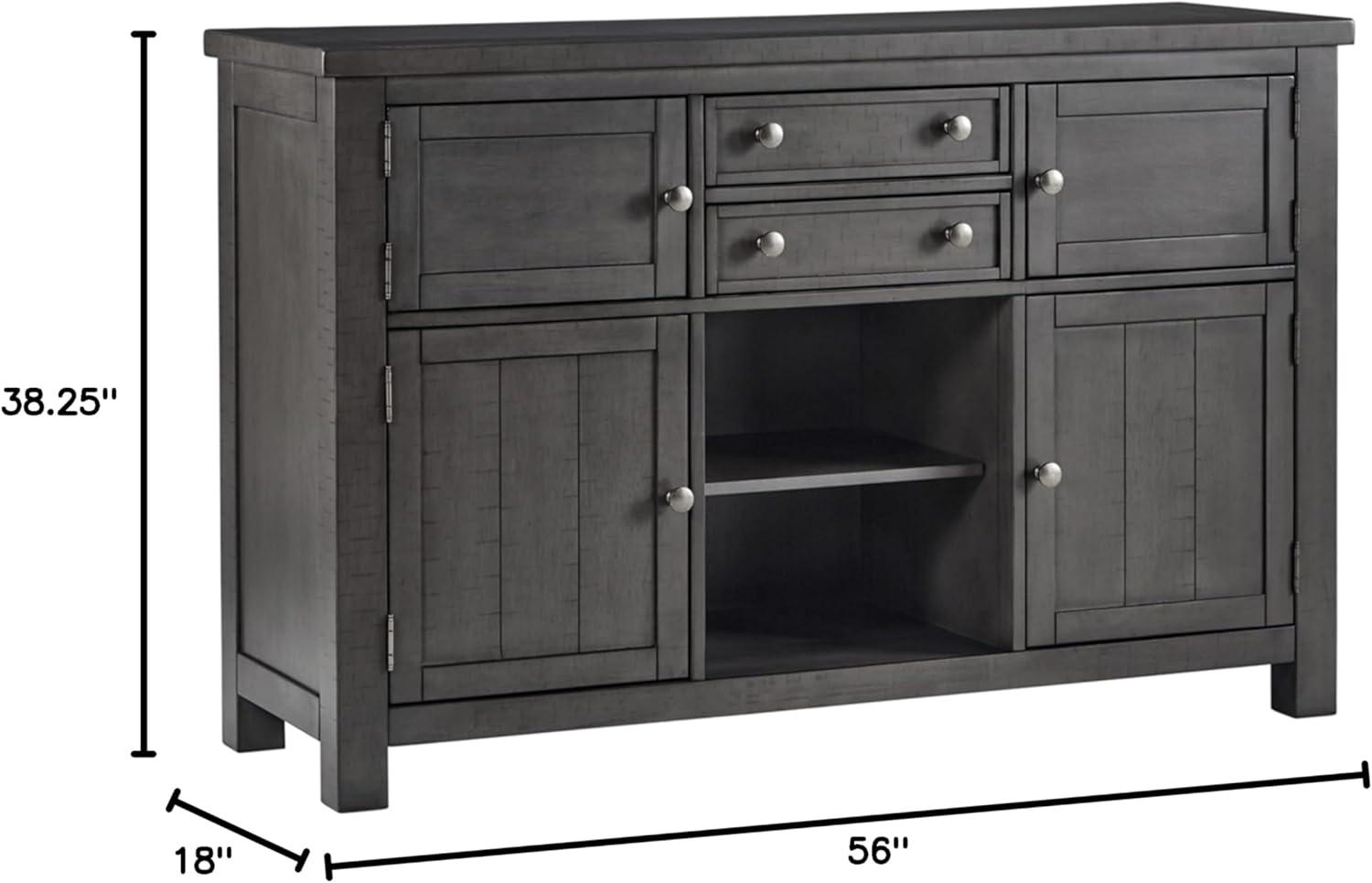 Gray Acacia Veneer Transitional Dining Server with 3 Drawers