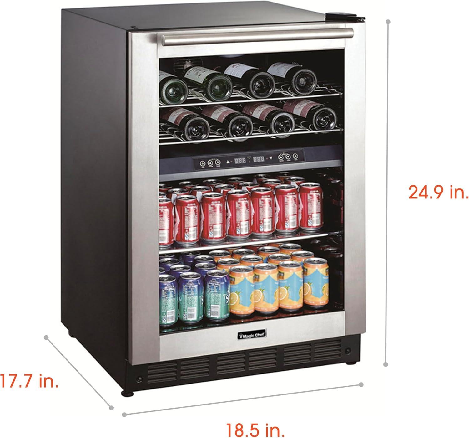 Magic Chef 24'' Stainless Steel Dual-Zone Wine and Beverage Cooler