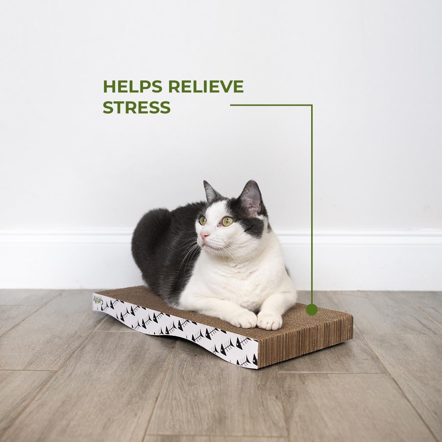 Best Pet Supplies Corrugated Reversible Cardboard Cat Scratcher, Lounger, and Fun Interactive Scratching Boards, Claw Safe, Durable, Natural Recycled Materials, Supports Active Play