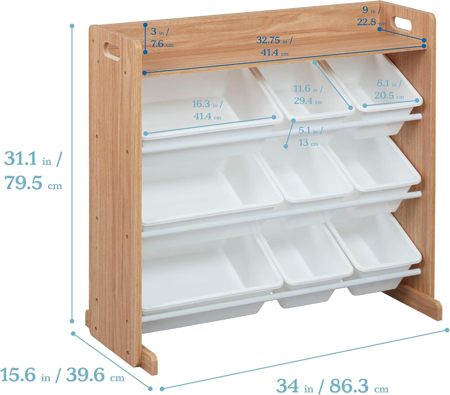 ECR4Kids ECR4Kids 3-Tier Organizer with Shelf and 9 Bins, Toy Storage