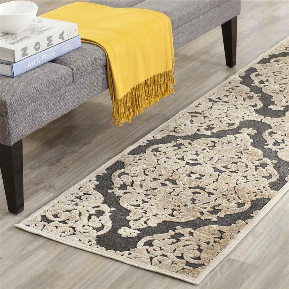 Stone and Anthracite Rectangular Wool Viscose Rug