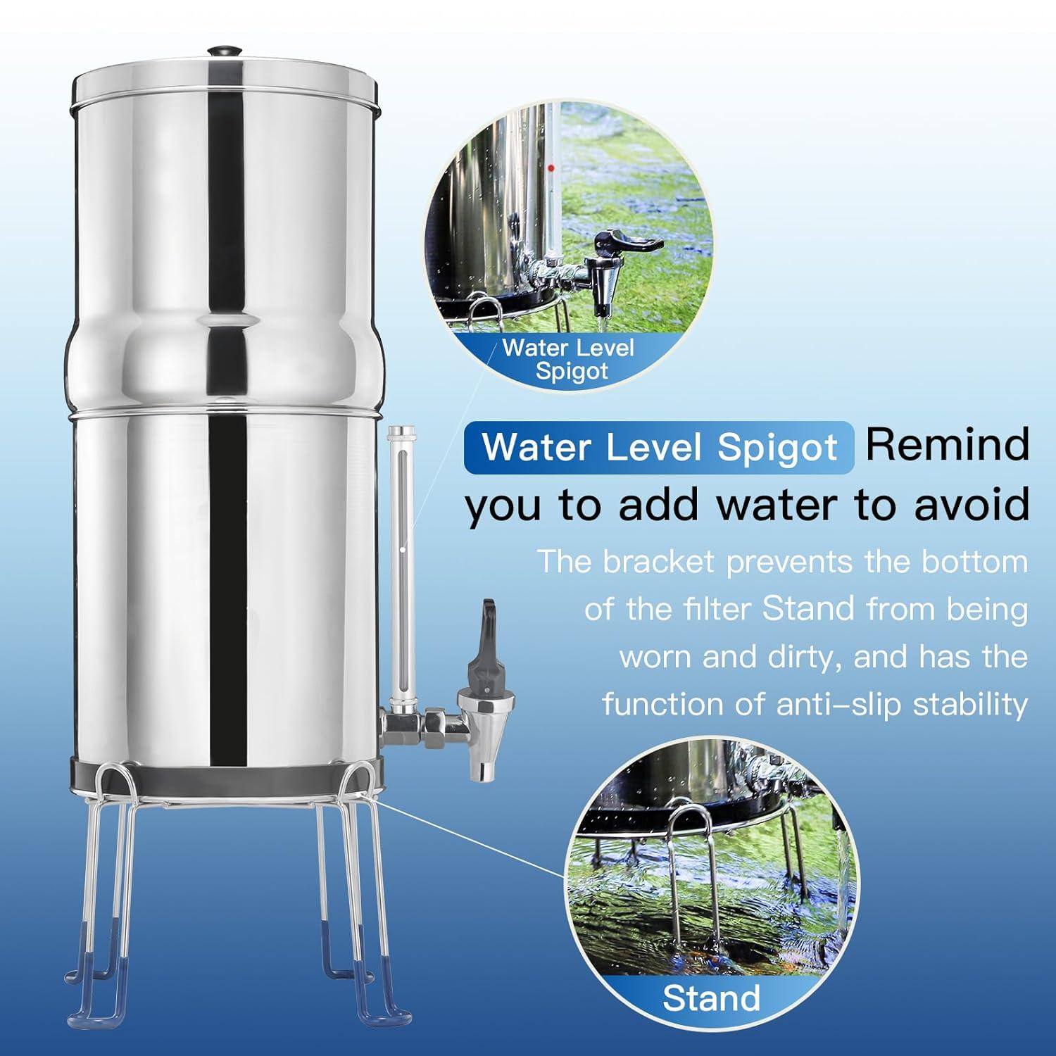 2.25 Gallon Stainless Steel Gravity-fed Water Filter System