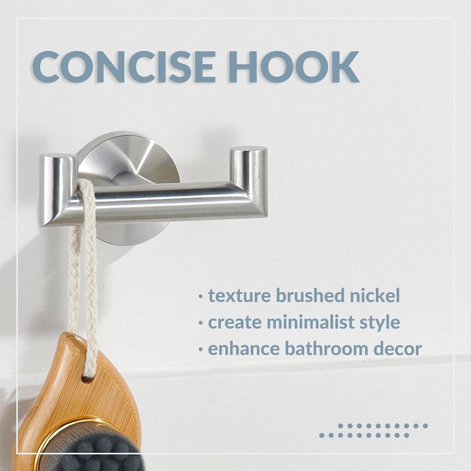 Brushed Nickel Stainless Steel Double Towel Hook