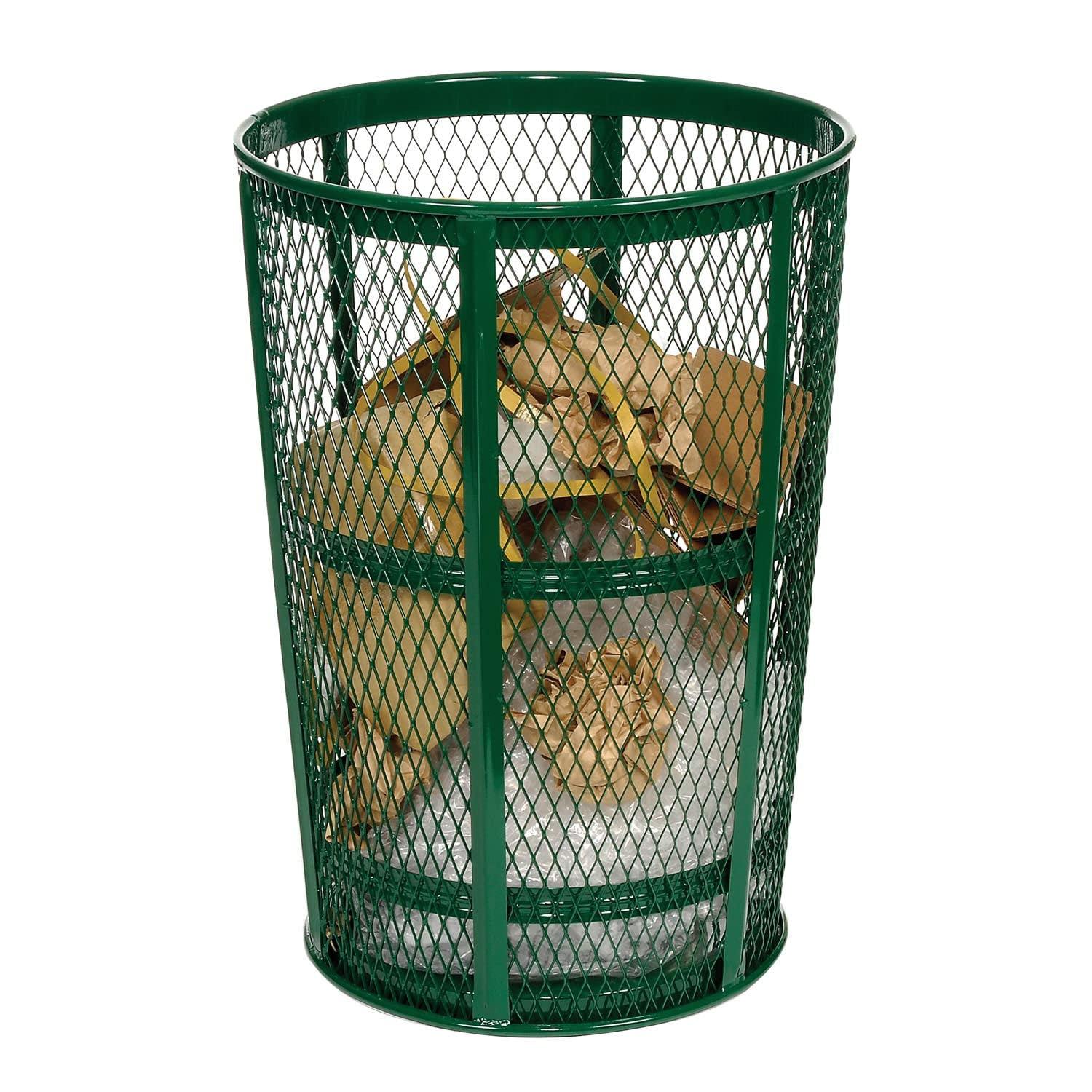 Global Industrial Outdoor Metal Trash Container, 48 Gallon, Green