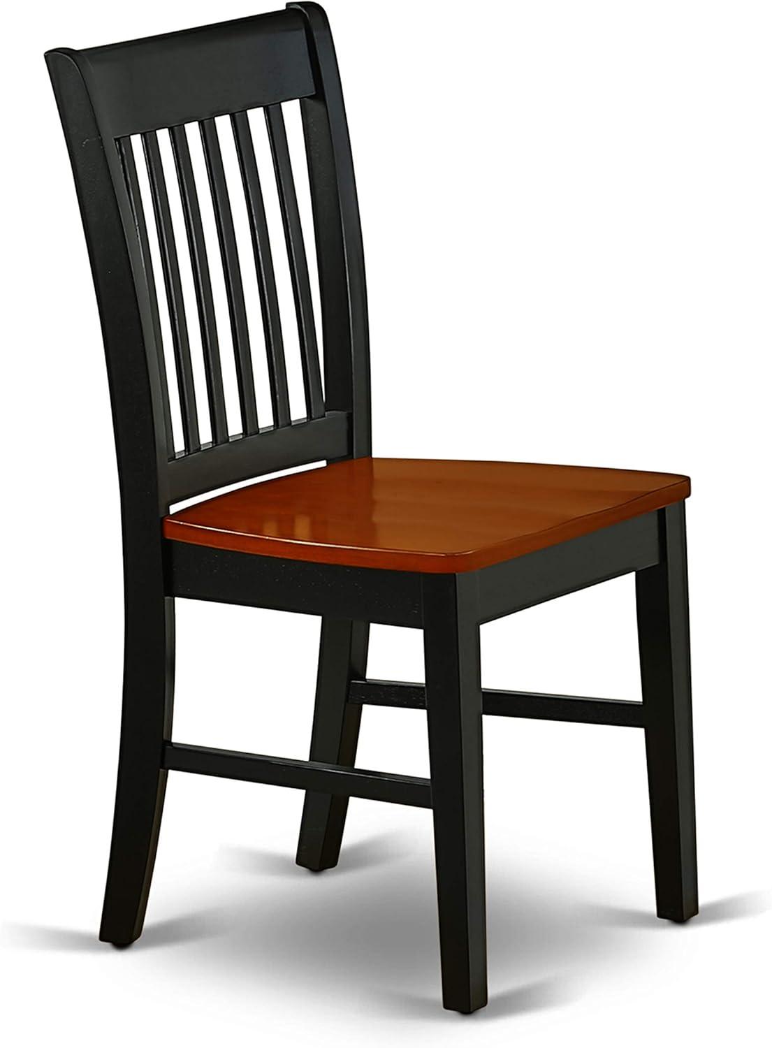 Luwei Norfolk Dining Slat Back Wood Seat Kitchen Chairs, Set of 2, Black & Cherry